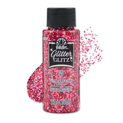 Image of FolkArt Glitter Glitz Acrylic Craft Paint, Red, 2 fl oz