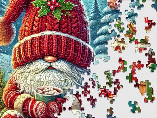 Rompecabezas Springbok Hot Cocoa Season de 500 piezas para adultos y familia con piezas únicas, hecho en USA con materiales ecológicos, incluye póster, tema gnomo navideño miniatura 4