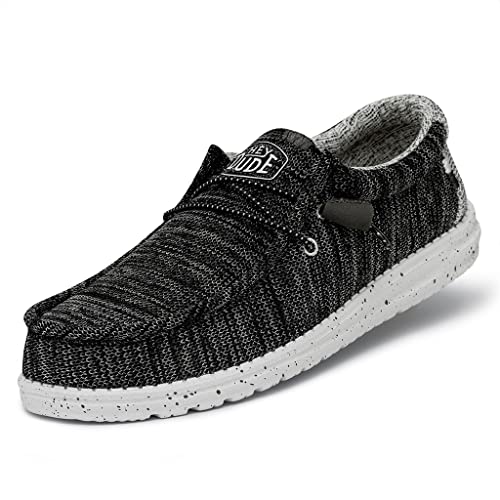 Hey Dude Mens Shoes Stretch Meteorite Size 14 Women/12 Men Lace Up