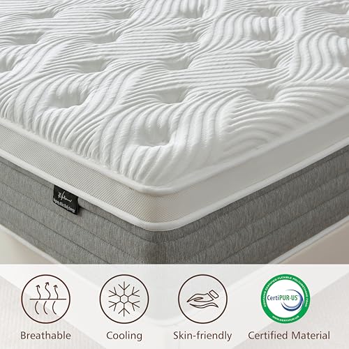 Image of Full Mattress 12 Inch, Medium Firm Full Size Mattress in a Box,Hybrid Mattresses with Gel Foam & Zoned Pocket Springs for Pressure Relief, Motion Isolation | CertiPUR-US Certified
