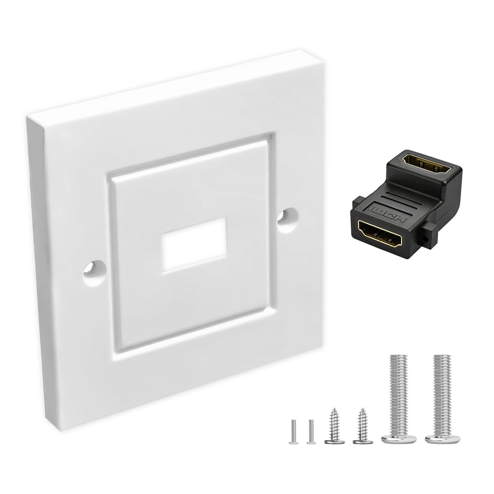 HDMI Wall Plate, HDMI Wall Socket Panel Single Port Faceplate Decorative Outlet Cover with Gold-Plated Connector for 4K HDTV Devices Flush Mount Panel for Home Theater Office Conference, 8.6x8.6cm