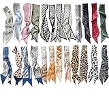 Uausyaly 24PCS Fashion Scarves for Women, Multifunctional Neck Scarves Purse Scarf Headbands for Bags Bandana Scarf