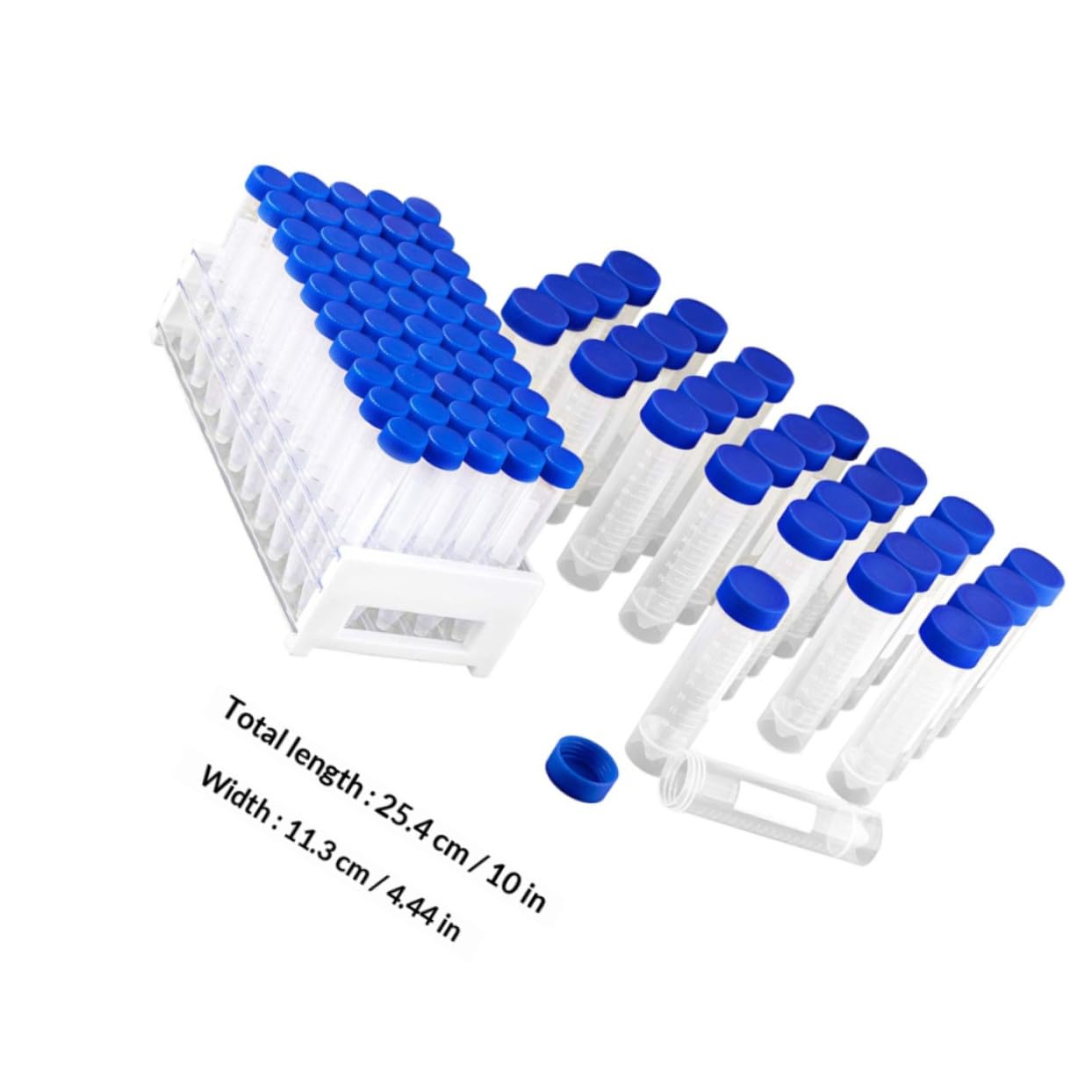 MAGICLULU 81piezas Tubos de Centrífuga Probetas de Plástico con Tapa para Experimentos de Laboratorio Químico Gradilla para Tubos de Ensayo