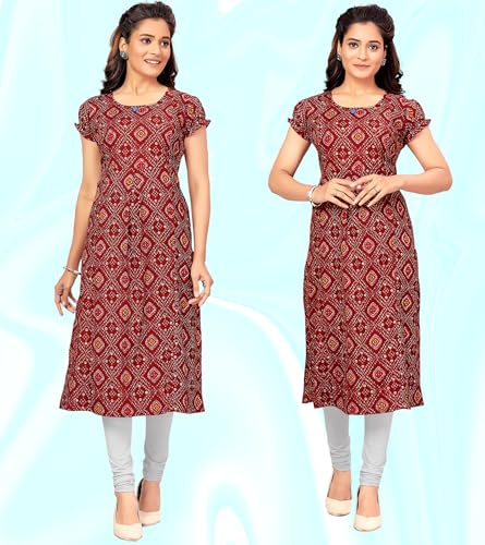 Image of RITIJYA Maternitywear Poly Viscose Straight Feeding Kurtis for Women with Zip | Maternity Dress for Nursing & Pregnancy (9091 38,Jazzy Maroon)