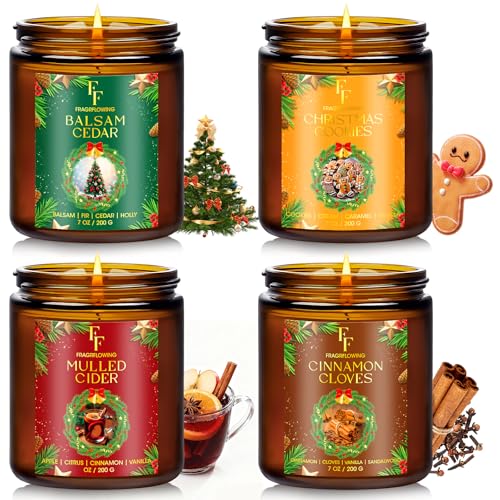 Christmas Candles Set, Scented Candles for Home, 4 Pack Holiday Natural Soy Candles, Christmas Gifts...