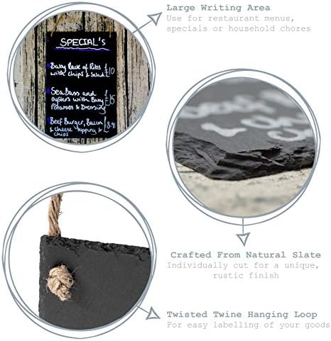Hanging Slate Chalk Board/Message Black Board 300x200mm - Pack of 2