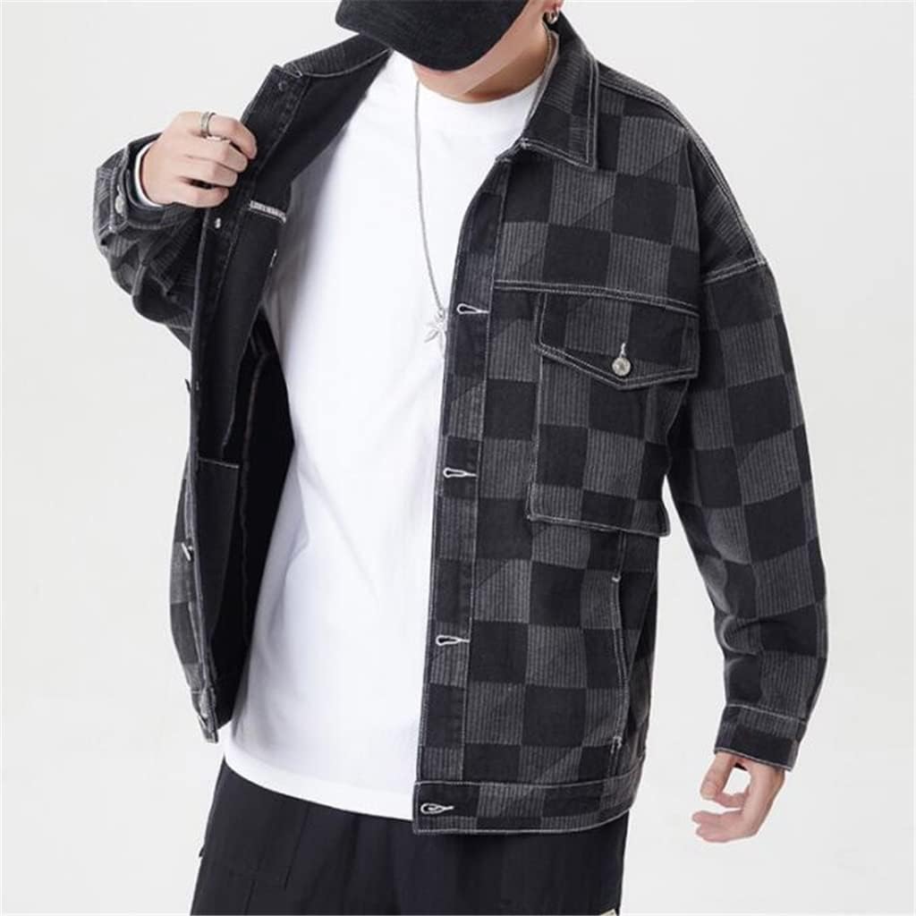 High Street Brushed Loose Lapel Top Jacket Men's Spring And Autumn Retro Denim(3XL code)
