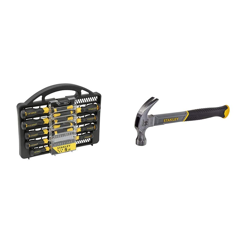 Stanley - STANLEY Screwdriver Set 34 pcs - STHT0-62141 & STHT0-51309 16oz Fiberglass Curved Claw Hammer, 450g