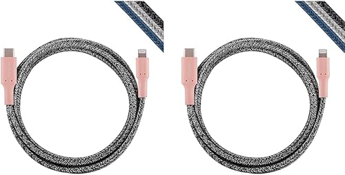 Cordinate Cable USB-C a Lightning, 6 pies, cable trenzado, carga rápida, compatible con iPhone 131211ProPro MaxMini, iPad Pro, AirPod Pro,
