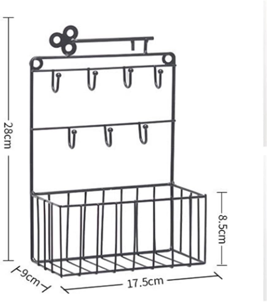 HBJWOV Nordic Iron Art Key Storage Shelf Wall-mounted Groceries Basket Organizer Home Decor Rack