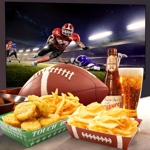 Football Party Supplies for Superbowl Party Decorations 2026– 16Pack Disposable Football Food Plates & Paper Trays for Gameday - Image 3