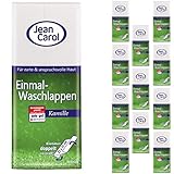 Jean Carol Einmalwaschlappen Kamille, aus weichem Vlies, Vorteilspackung (12 x 26 Stück) trocken, ohne Duft, für eine tägliche und hygienische Hautpflege