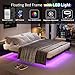 AGXI Floating Bed Frame with LED Lights and Charging Station, 10 Inch Floating Bed Frame Full, Metal Platform Full Bed, No Box Spring Needed, Easy to Assemble