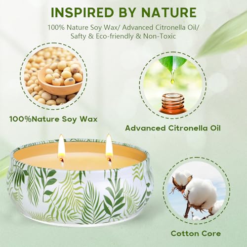 Citronella Candles Outdoor, 4 Pack 8OZ Citronella Candle for Patio, 2 Wick Lemongrass Candle, Natural Soy Wax Scented Candles Long Burning for Indoor Outdoor Camping Garden Summer Vocation - Thumbnail 2