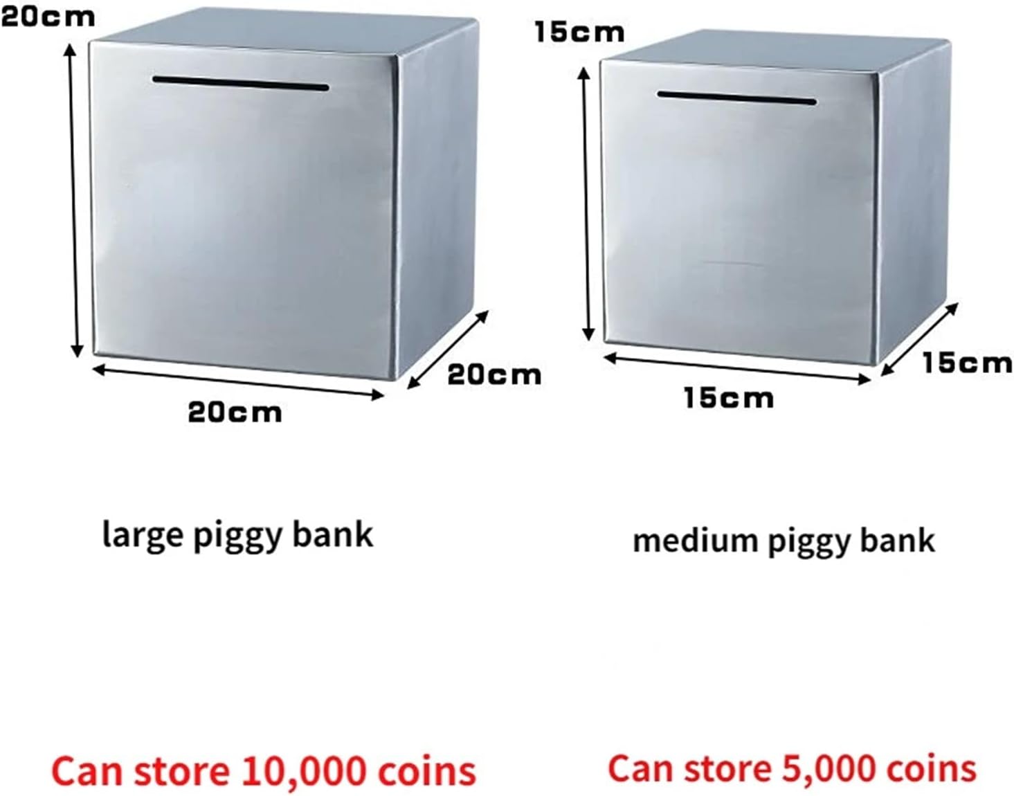 クリエイティブステンレス鋼コイン紙幣とコインのみ大容量大人子供抗落下貯金箱を入力することができます (Color : M) 貯金箱 ステンレス 大容量  正方形 開かない貯金箱 お札貯金箱 賽銭箱 安全 小銭 貯金ボックス (ブラック) | sanwa nikoniko楽天市場店