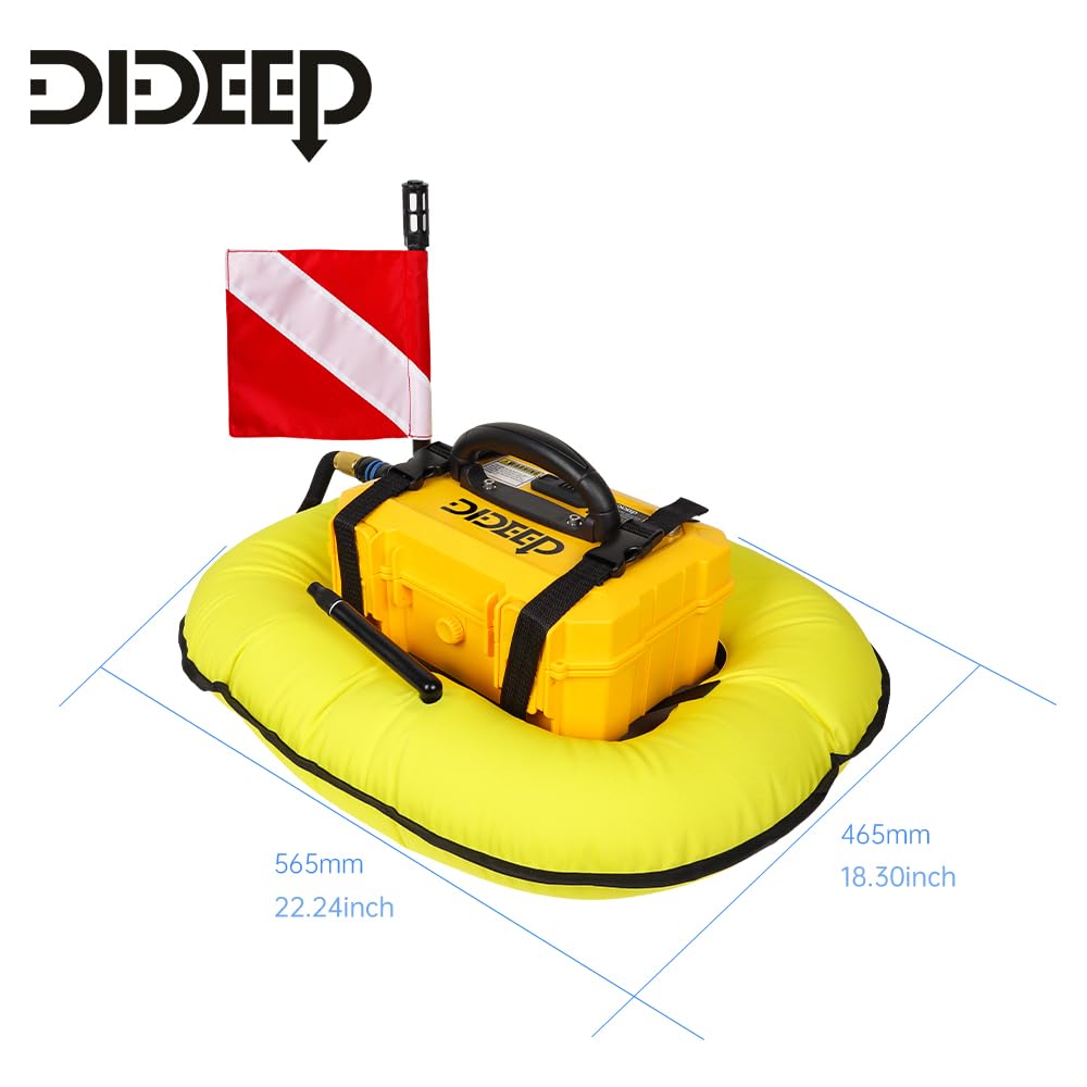DIDEEP Ventilatore subacqueo, 5,5 ore di respirazione subacquea, serbatoio portatile ricaricabile per immersioni subacquee, compressore d'aria impermeabile, per immersioni ricreative e pesca