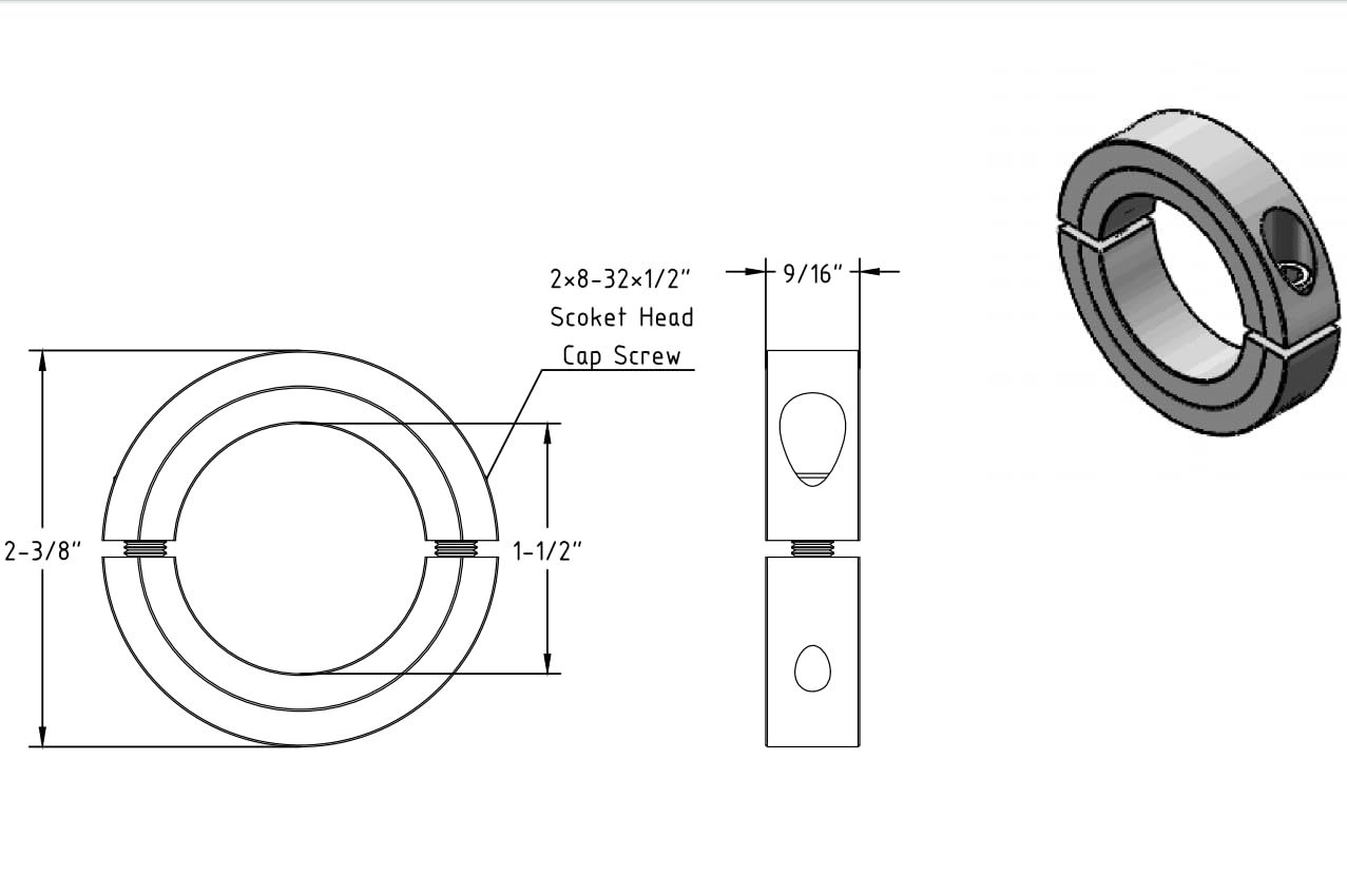 Stainless Steel Shaft Collars - 1-1/2'' Lock Collar Clamp -2