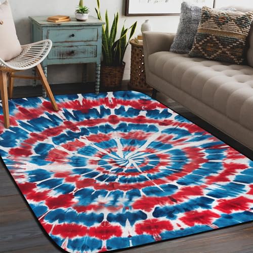 Tapis tie-dye 122x183 antidérapant grand tapis de salon moderne et lavable