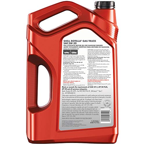 Shell Rotella - 550050319 Gas Truck Full Synthetic 5W-30 Motor Oil for Pickups and SUVs (5-Quart, Pack of 1) Shell Rotella - 550050319 Gas Truck Full Synthetic 5W-30 Motor Oil for Pickups and SUVs (5-Quart, Pack of 1)