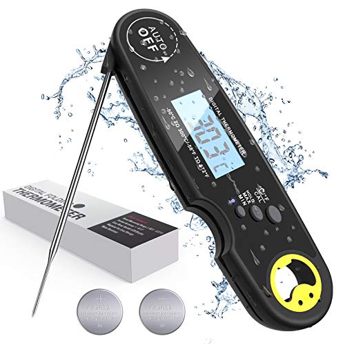 GUMBALL Instant Read Meat Thermometer 2-3s Best Ultral Fast Waterproof Digital Food Thermometer with Backlight Calibration Suitable for Kitchen Cooking Grill and BBQ Candy Liquids