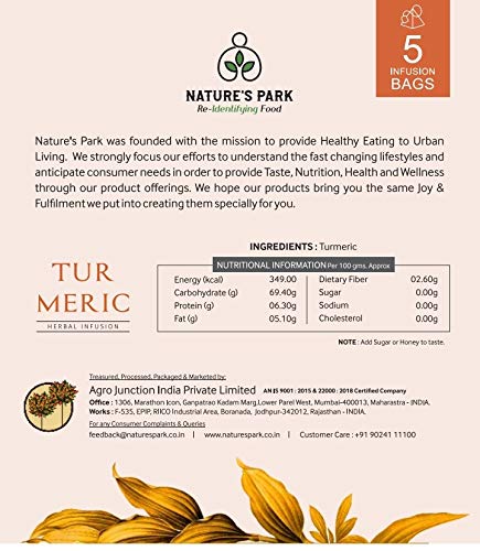 Image of Nature's Park Rose Petals Herbal Infusion+Senna Leaves (Sonamukhi)+Turmeric+Tulsi Leaves Tisane Herbal Infusion USDA Certified (Pyramid Infusion Bags 5)