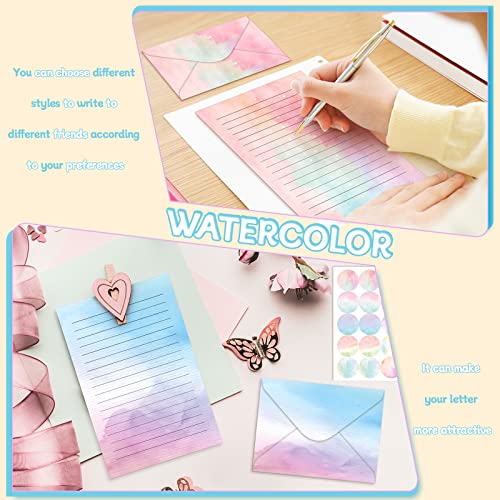 Image of TaoBary 160 Pcs Watercolor Stationery Paper and Envelopes Set, 5.5 x 8.25''