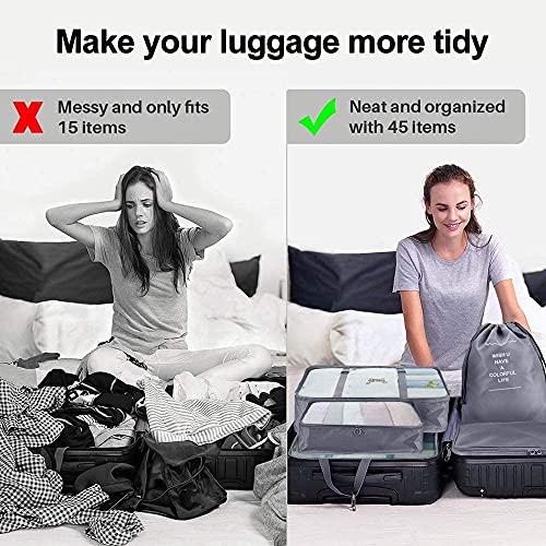 Packing Cubes for Suitcase,Geediar 9 PCS Travel Luggage Packing Organizers Waterproof Travel Essentials Bag Clothes Shoes Cosmetics Toiletries Storage Bags(a-Grey) - Image 5