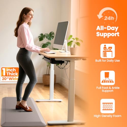 Image of 1-Inch Thick Anti-Fatigue Mat for Kitchen and Standing Desk, 20 inchx39 inch, Khaki