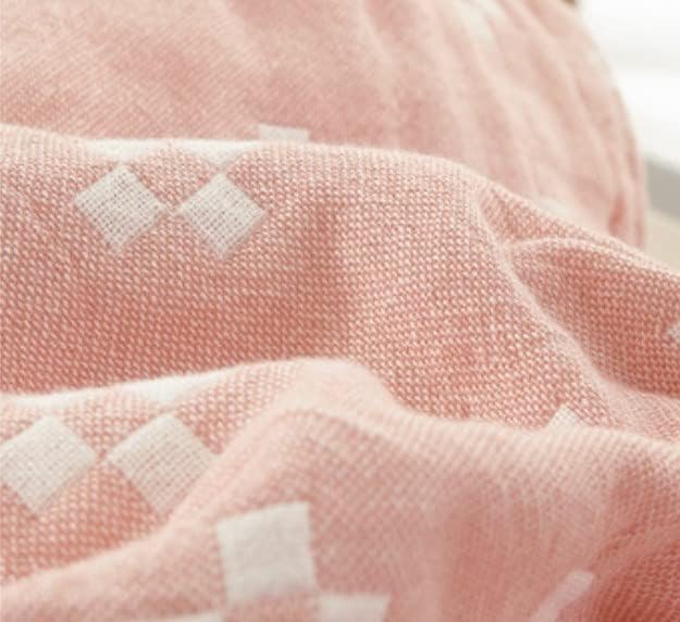 2 Layer Cozy Lightweight Muslin 100% Cotton Blanket for Bed, Couch & Sofa, Summer Bedding Coverlet with Pattern,Pink,Queen 78''x90'' - Image 8