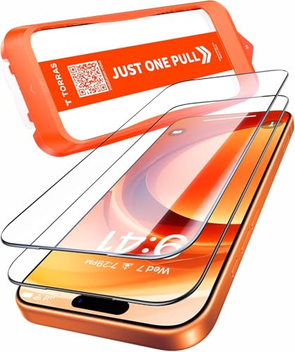 TORRAS Präzise für iPhone 17 Pro für Panzerglas [Full Screen] Exklusive Schutzfolie für iPhone 17 Pro Folie 9H+ glas [Nr.1 Stoßfest], Auto Montage, Kompatibel mit Hülle, 2 Stück