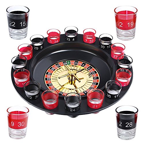 Juego de ruleta de cristal con 2 bolas y 16 vasos de chupito, estilo casino