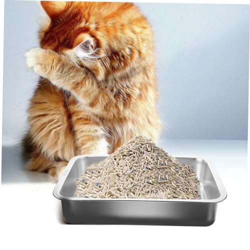 COLLBATH Caixa Bandeja de aço inoxidável banheiro de gato de grande capacidade bandeja de areia de c