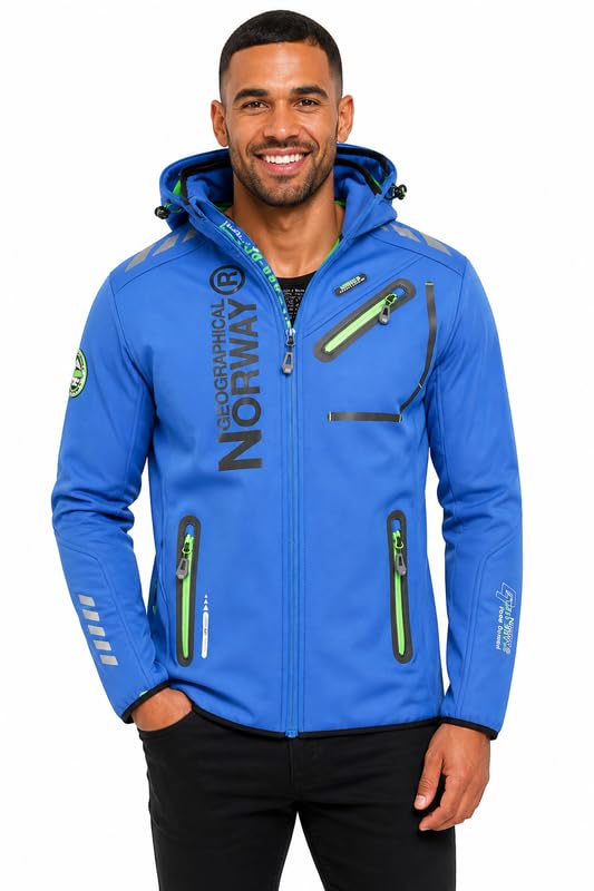 Geographical Norway Royaudb Men Dsitri Prod Veste Softshell Capuche Homme Impermeable Manteau Outdoor Blouson Coupe Vent Tactique Resistant Randonnee Ski...