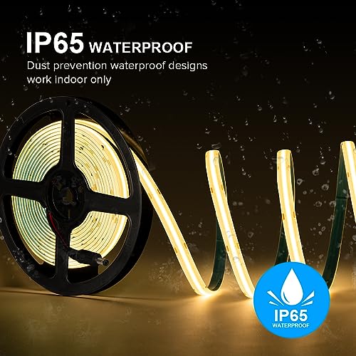 Tira LED COB 5m IP65 Blanco cálido 480LED/m con control miniatura 2