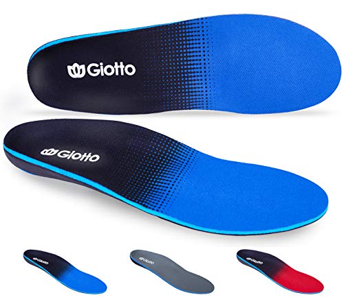 Giotto Plantar Fasciitis Flat Feet Orthotic High Arch Support Inserts Insoles Relieve Pronation Heel Ankle Foot Pain for Women Men-Black/Blue-4