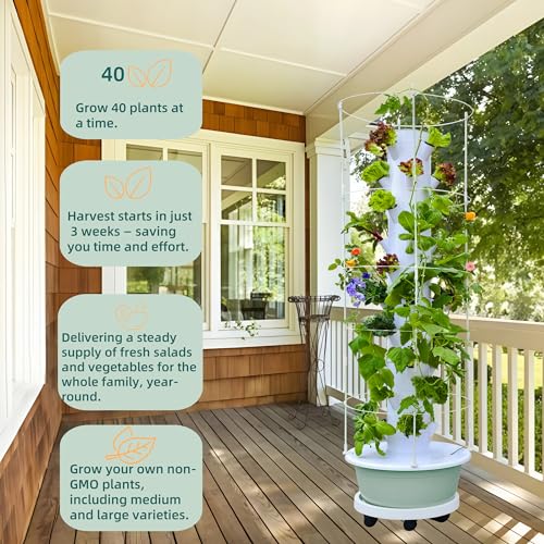 Hydroponic Growing System, 40-Pod Vertical Tower with Trellis & Timer - Image 3