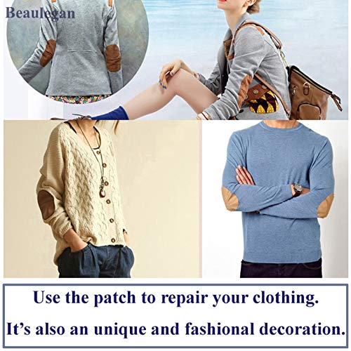 Beaulegan Repair Patches - 4 Pcs Elbow Knee Iron-On Velvet Patches, Oval & Black #TOP1