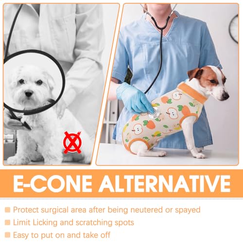 Image of BRKURLEG Small Dog Recovery Suit After Surgery Female Male, Back Zipper Spay Recovery Suit for Dogs & Cats, Anti-Licking Puppy Surgical Onesie for Abdominal Wound, Cone Alternative, Orange S