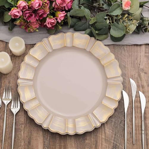Set de 6 platos cargadores plásticos redondos taupe 13 pulg. miniatura 5
