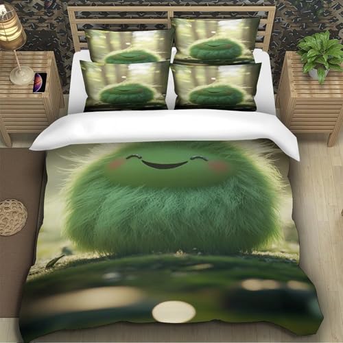 Parure de lit imprimé 3D verte avec housse de couette microfibre super douce 140x200