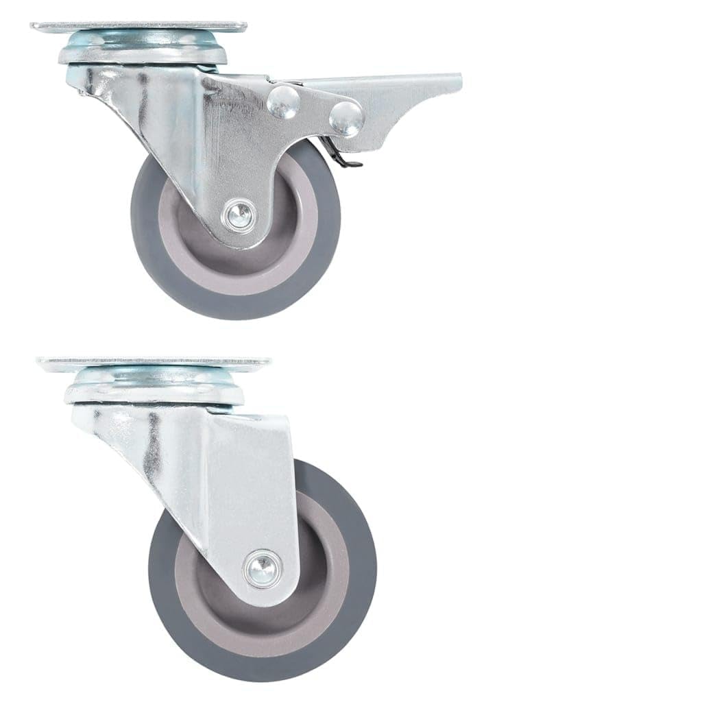 8 Stück Lenkrollen 50 mm, Transportrollen mit Bremse, Schwerlastrollen aus TPR für Möbel, Werkbänke und Rollwagen, Bodenschonend und leise