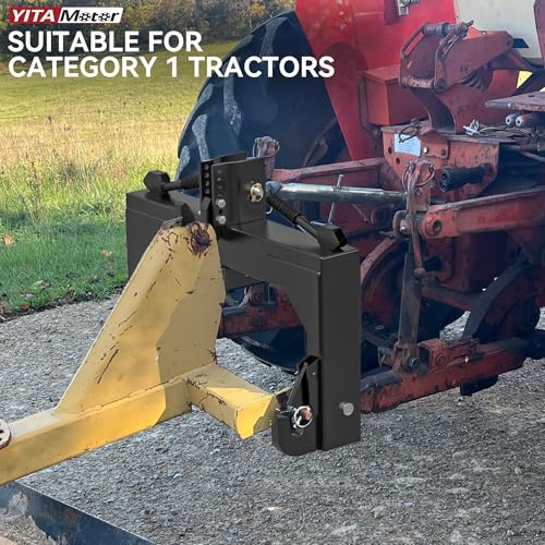 Image of YITAMOTOR 3 Point Quick Hitch with Upgrade Versatile Adapter & 2 inch Receiver for Category 1 Tractors, 3000 lbs 3-Pt Trailer Hitch Attachment with 5 Level Adjustable Bolt (Black)