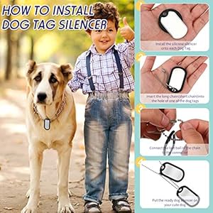 Weewooday 8 Pieces Military Dog Tag Silencers Set Silicone Silencer Black with 4 Stainless Steel Chain 4.7 inch & 27.5 inch to Reduce Noise and Protect Tag