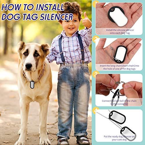 Weewooday 8 Pieces Military Dog Tag Silencers Set Silicone Silencer Black with 4 Stainless Steel Chain 4.7 inch & 27.5 inch to Reduce Noise and Protect Tag Weewooday 8 Pieces Military Dog Tag Silencers Set Silicone Silencer Black with 4 Stainless Steel Chain 4.7 inch & 27.5 inch to Reduce Noise and Protect Tag