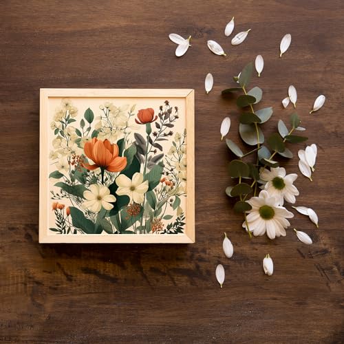 Image of kotart - Premium Digital Floral Art Paintings with Frame for Home Decor - Framed Wall Painting for Living Room Bedroom Office Room Decor - Painting for Wall Decoration Set of 2 Multicolo Size-(13x13 inch, C)