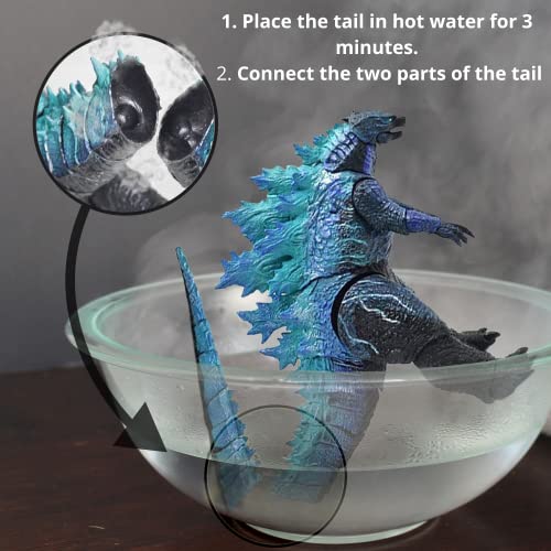 Dinosaur Gоdzillа Toy Action Figure - Movie King Of Mоnsters Gоdzillа Series Toy - (Breathing With Atoms) Movie Series Movable Joints Soft Vinyl, (Blue) + Gift 50 Brand Stickers And Travel Bag #TOP5