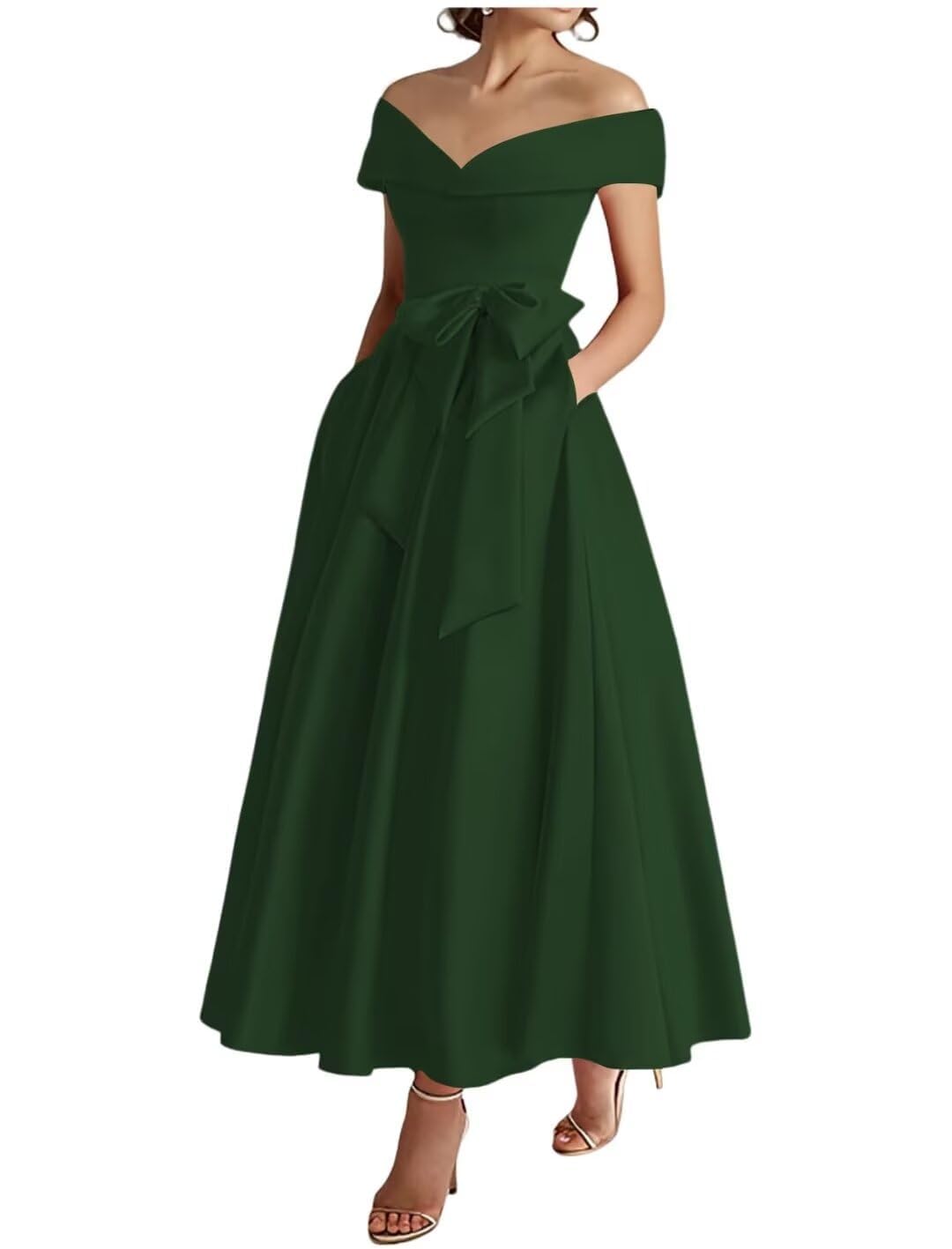 Yiann Women's Emerald Green Satin Mother Of The Bride Dresses For Corset A Line Classy Long Mother Of Groom Dress Uk18