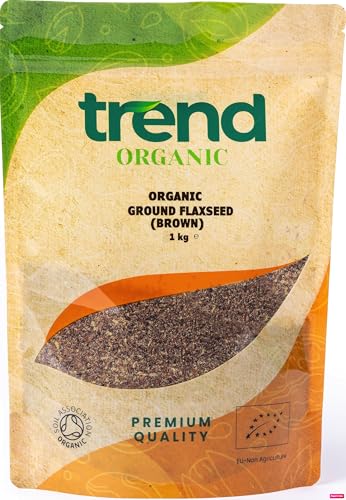 Trend Organic Ground Flaxseed (Brown) Milled Linseed Seeds High in Protein Rich in Fibre and Omega-3s Certified Organic Vegan GMO-Free No Additives No Preservatives Raw Whole Seeds 1kg