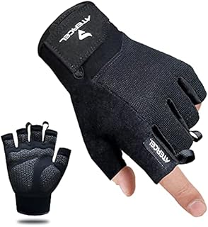 Atercel Workout Gloves for Men and Women, Exercise Gloves for Weight Lifting, Cycling, Gym, Training, Breathable and Snug fit (Black, M)