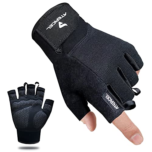 ATERCEL Fitness Handschuhe, Trainingshandschuhe für Crossfit, Bodybuilding, Radsport, Gym, Krafttraining, Sporthandschuhe für Damen und Herren(Schwarz, S)